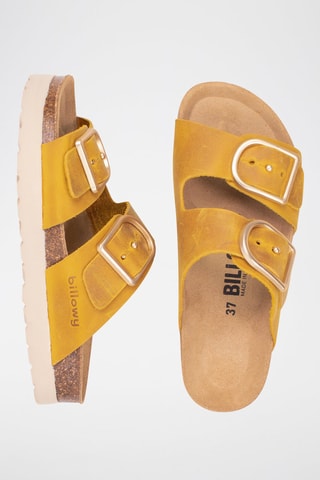 Mules plateformes en nubuck - Jaune