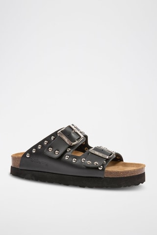 Mules en cuir Rosso - Noir