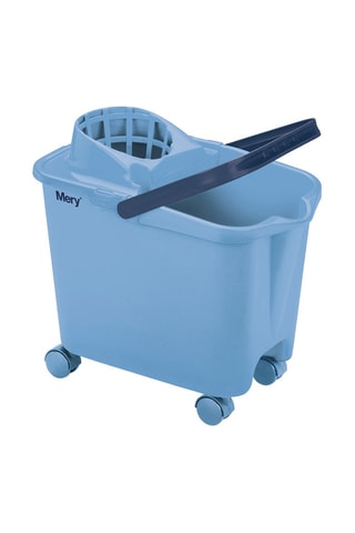 Cubo con ruedas y escurridor - 14 l - Azul