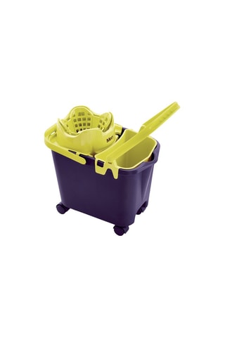 Cubo con escurridor y ruedas - 14 l - Violeta y amarillo