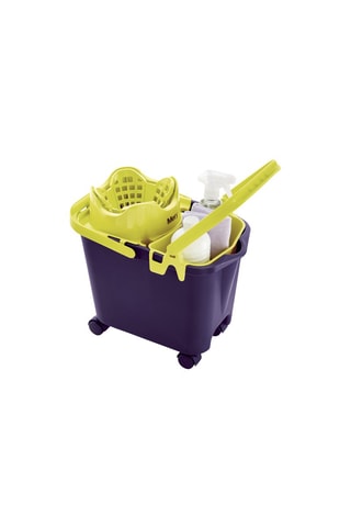 Cubo con escurridor y ruedas - 14 l - Violeta y amarillo