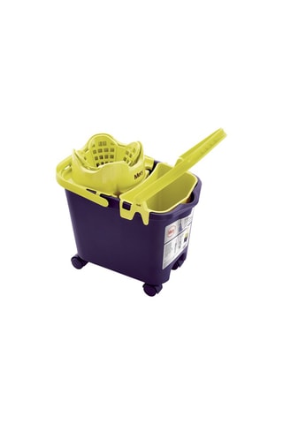 Cubo con escurridor y ruedas - 14 l - Violeta y amarillo