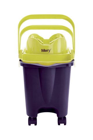 Cubo con escurridor y ruedas - 14 l - Violeta y amarillo
