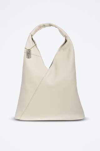 Sac porté épaule en cuir Agnana - Beige et doré