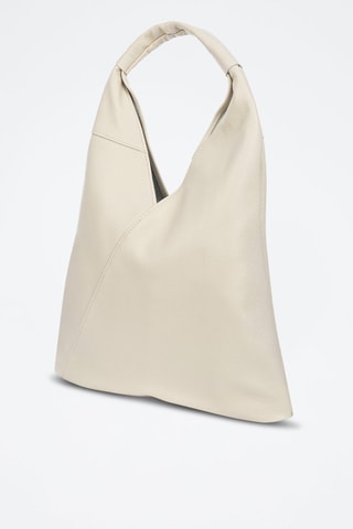 Sac porté épaule en cuir Agnana - Beige et doré