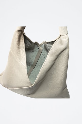 Sac porté épaule en cuir Agnana - Beige et doré