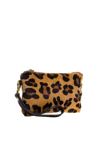 Leren Clutch Camel en Zwart - Bruin