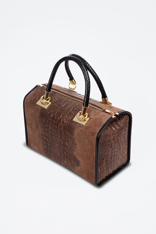 Sac bowling en cuir Anacapri - Marron