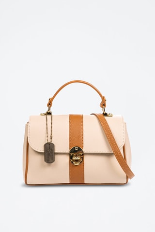 Sac cartable en cuir Asiago - Beige et marron