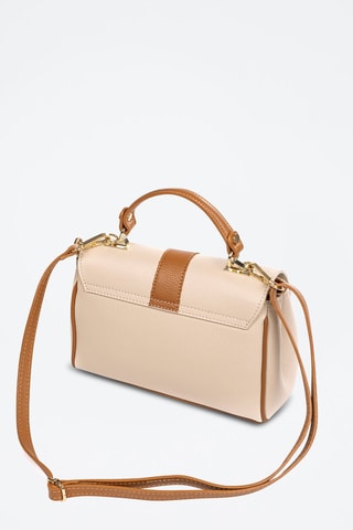 Sac cartable en cuir Asiago - Beige et marron