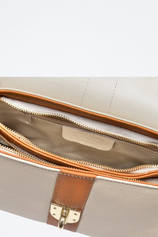 Sac cartable en cuir Asiago - Beige et marron