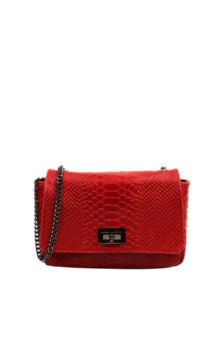 Sac porté-épaule en cuir Dalida - Noir et rouge
