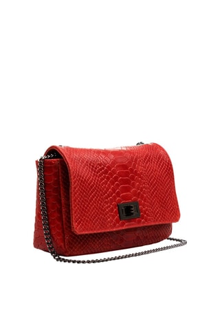 Sac porté-épaule en cuir Dalida - Noir et rouge