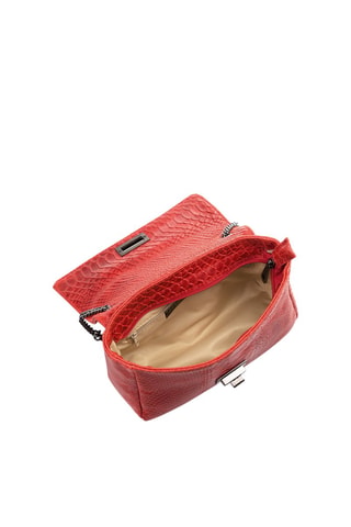 Sac porté-épaule en cuir Dalida - Noir et rouge