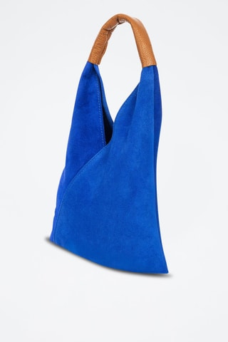Cabas en nubuck Aviano - Bleu et marron