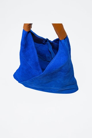 Cabas en nubuck Aviano - Bleu et marron