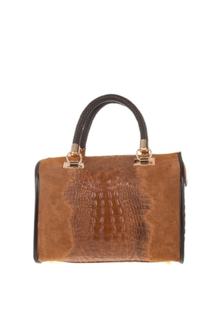 Leren Handtas Camel en Zwart