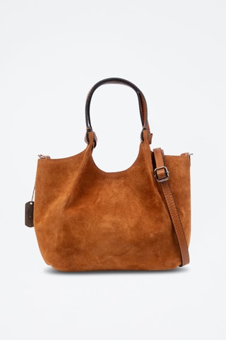 Nubuck Shopper en Clutch Baragiano - Bruin