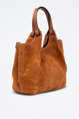Nubuck Shopper en Clutch Baragiano - Bruin