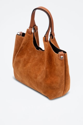 Nubuck Shopper en Clutch Baragiano - Bruin