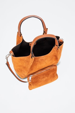 Nubuck Shopper en Clutch Baragiano - Bruin