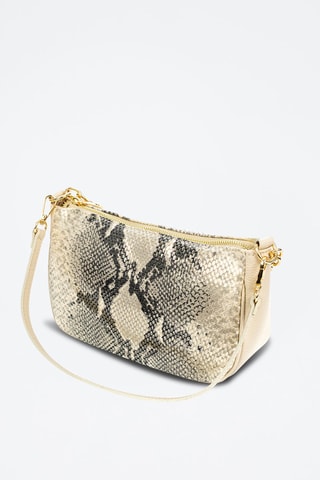 Leren Handtas - Zwart, beige en goudkleurig
