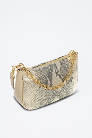 Leren Handtas - Zwart, beige en goudkleurig