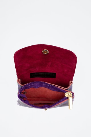 Leren Portemonnee - Zwart, rood en paars