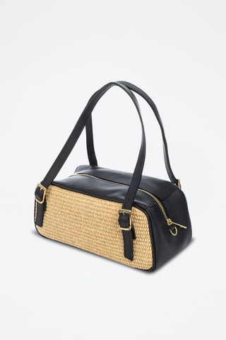 Leren Handtas Avezzano - Zwart en beige - Beige en zwart