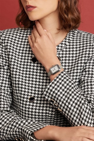 Reloj de cuarzo de piel bovina Graceful - Gris oscuro y plateado