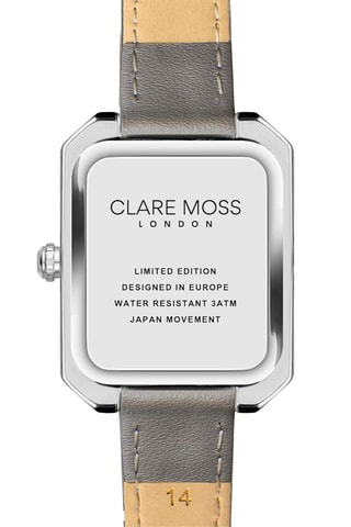 Reloj de cuarzo de piel bovina Graceful - Gris oscuro y plateado