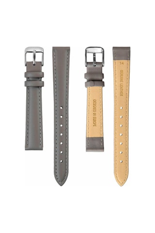 Reloj de cuarzo de piel bovina Graceful - Gris oscuro y plateado