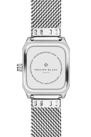 Reloj de cuarzo de piel, chapado en ion de plata y diamante Olympe