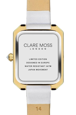 Reloj de cuarzo de piel bovina Piccadilly - Blanco y dorado