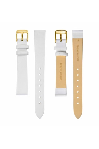Reloj de cuarzo de piel bovina Piccadilly - Blanco y dorado