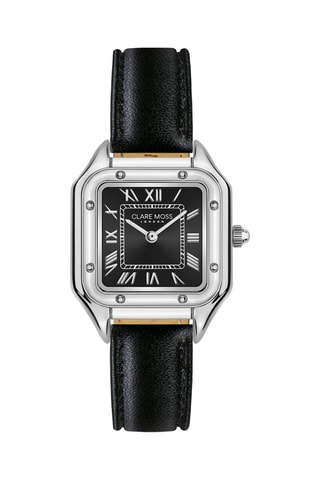 Reloj de cuarzo de piel bovina Old money - Negro y plateado