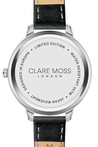 Reloj de cuarzo de piel bovina Victoria - Negro y plateado