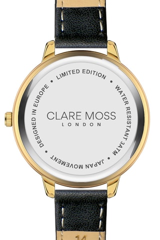 Reloj de cuarzo de piel bovina Victoria - Negro y dorado