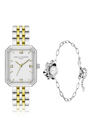 Estuche reloj de cuarzo y pulsera de acero Reefa - Nácar