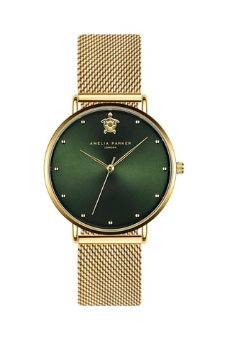 Reloj de cuarzo de acero Fiji - Dorado y verde