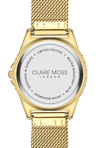 Reloj de cuarzo de acero y circones Classic - Dorado y blanco