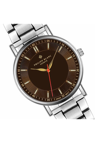 Reloj de cuarzo de acero - Plateado y marrón