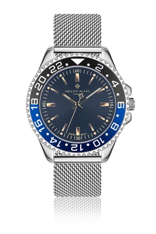 Reloj de cuarzo de piel, chapado en ion de plata y diamante Olympe