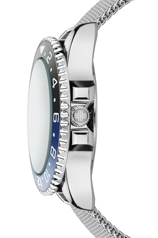 Reloj de cuarzo de piel, chapado en ion de plata y diamante Olympe