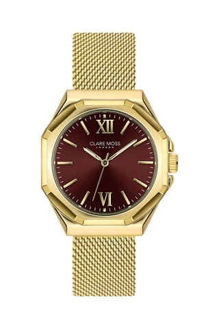 Reloj de cuarzo de acero Burgundy
