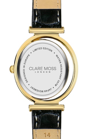 Reloj de cuarzo de piel bovina y nácar Clare Pearl - Negro y dorado