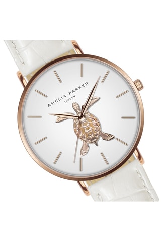 Estuche reloj de cuarzo de acero y pulsera Rose Turtle