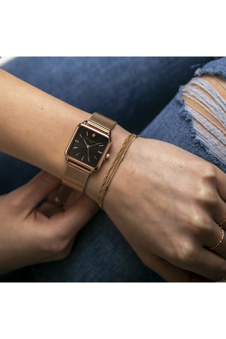 Estuche reloj de cuarzo de acero y dormilonas Night Plaza