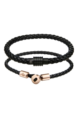 2 pulseras de piel Adam - Negro y dorado