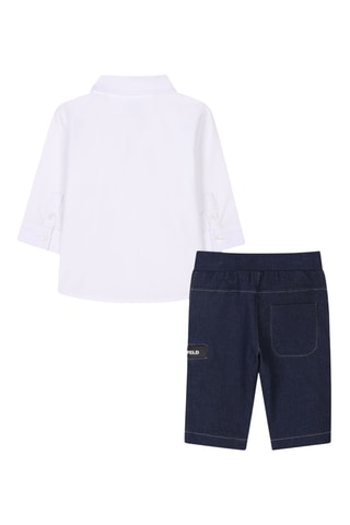 Jeansoverhemd - Wit en Marineblauw - Karl Lagerfeld